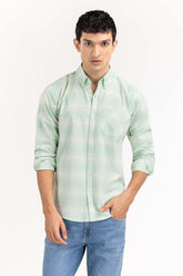 Green White Checkered Casual Shirt CS-YD22-018