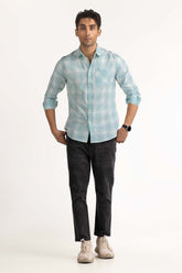 Green White Checkered Casual Shirt MN-CS-YD23-049