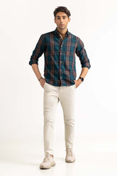 Green Yarn Dyed Checkered Casual Shirt MN-CS-YD23-003