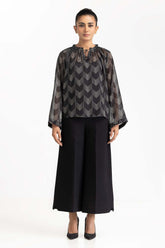 Grey and White Blended Blouse 231-217-066