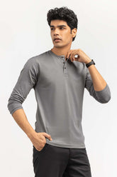 Grey Basic Henley Tees FS-HEN-SIG-D025