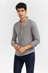 Grey Basic Knitted Casual Shirt FS-CS-KNIT-D21