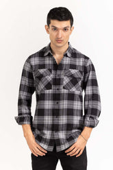 Grey black Checkered Casual Shirt CS-YD22-038