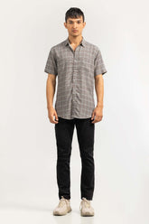 Grey Checkered Casual Shirt HSS-YD22-005