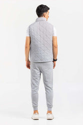 Grey Mock Neck Vest Jacket JKT-MNV-D27-02