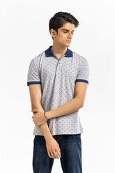 Grey Printed Polo PKP-PRINT-D09