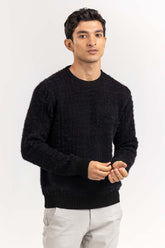 Grey Textured Crew Neck Sweater SWT-FFSCN22-207