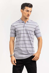 Grey Yarn Dyed Polo SJP-YD-D085