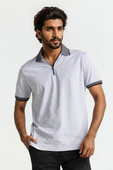 Grey Zip Polo PS-FSHN24-114