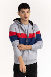 Heather Grey Color Block Zipper Hoodie JKT-KNTHZ22-010