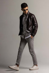 Brown Fashion Jacket JKT-LETH-D43-02