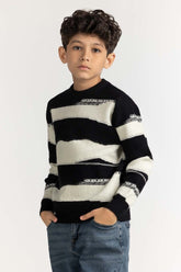 Junior Boy Black White Basic Sweater JB-SWT-WS23-012
