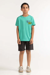 Junior Boy Green Printed Tee JB-TS-SS24-034