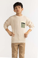 Junior Boy Off White Basic Sweater JB-SWT-WS23-032