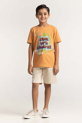 Junior Boy Orange Printed Tee JB-TS-SS24-010