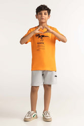 Junior Boy Orange Printed Tee JB-TS-SS24-016