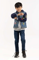 Junior Boy Light Blue Collared Denim Jacket 224 -310-049