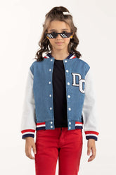 Junior Girl Dark Blue Non Denim Jacket 224-410-049