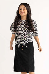 Junior Girl Black And White Blouse 231-416-203