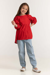 Junior Girl Red Basic Blouse 231-417-021