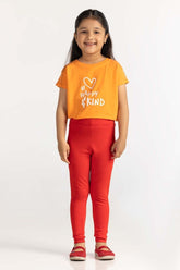 Junior Girl Red Knit Bottom Trouser JG-TRKN-SS24-004