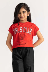 Junior Girl Red Printed Tee JG-TS-SS24-010