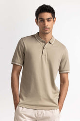 Khaki Tipped Polo PS-FSHN24-038