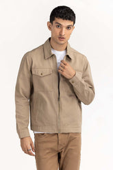 Khaki Twill Zipper Jacket JKT-WOV22-034