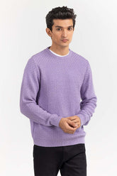 Lavender Textured Crew Neck Sweater SWT-FFSCN22-167