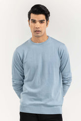 Light Blue Basic Crew Neck Sweater SWT-BFSCN-22-003