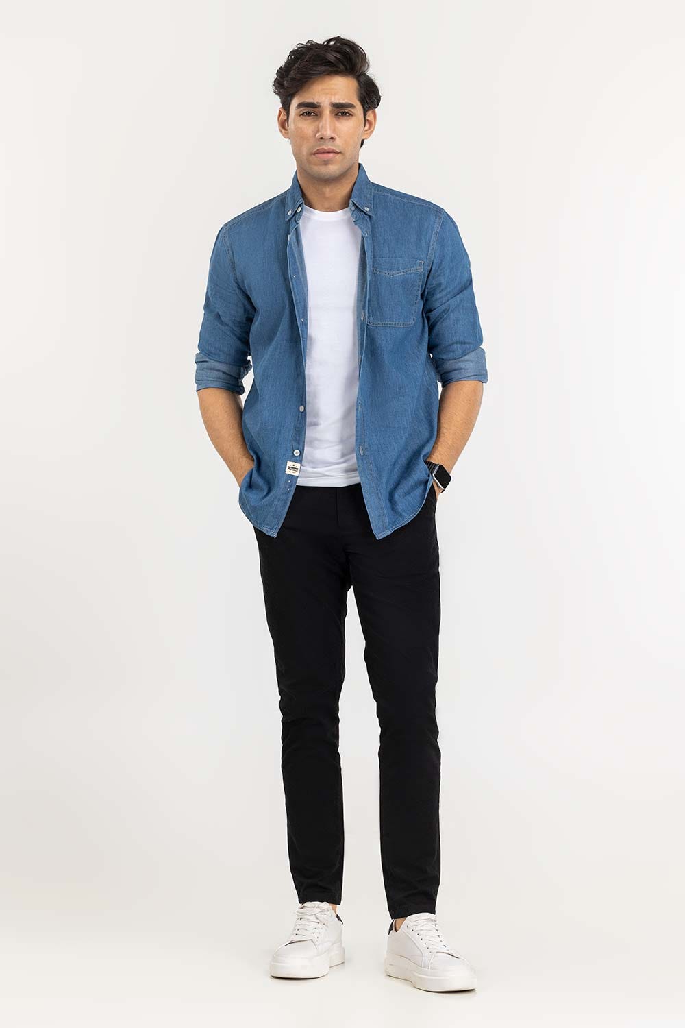 light blue Yarn Dyed Casual Shirt M-DNM-S-012 CS