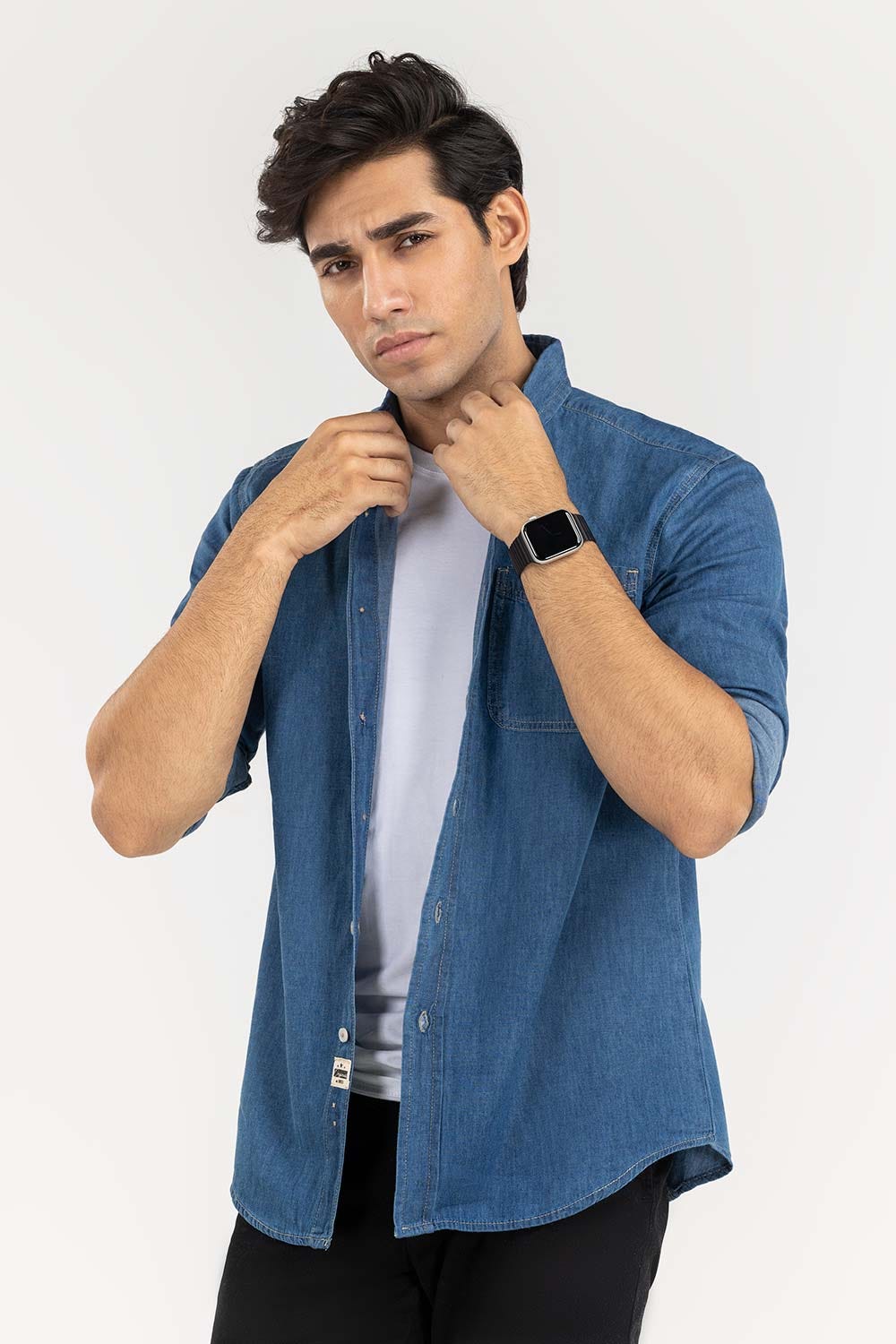 light blue Yarn Dyed Casual Shirt M-DNM-S-012 CS