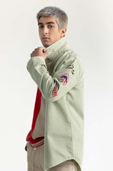 Light Green Non-Denim Overshirt 224-117-016