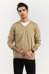 Light Olive Basic V Neck Sweater SWT-BFSVN-22-003