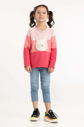 Toddler Girl Light Pink Wool Sweater With Round Neck 224-611-006