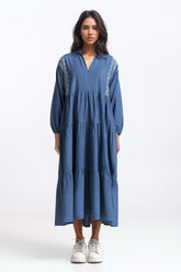 Light Weight Denim V-Collar Dress WM-DRS-SS24-114