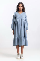 Light Weight Denim V-Dress WM-DRS-SS24-115