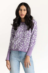 Lilac Floral Knit Sweater 224-211-001