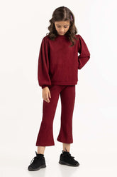 Girls Maroon Flared Trouser 224-413-044 B