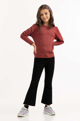 Junior Girl Maroon Knit Sweater 224-411-033