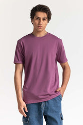 Mauve Roled Up Sleeve Tee TS-CNSJ24-088