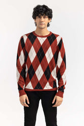 Multi Color Argyle Crew Neck Sweater SWT-FFSCN22-249