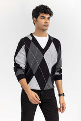 Multi Color Argyle V Neck Sweater SWT-FFSVN22-244