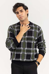 Multi Color Checkered Crew Neck Sweater SWT-FFSCN22-198