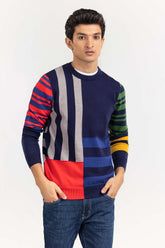 Multi Color Color Block Crew Neck Sweater SWT-FFSCN22-267