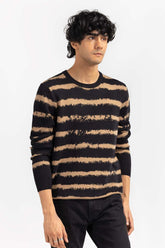 Multi Color Missed Print Striped Crew Neck Sweater SWT-FFSCN22-228