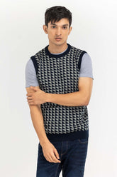 Multi Color Pattern Crew Neck Sleeveless Sweater SWT-FSLCN22-138