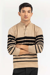 Multi Color Striped Henley Sweater SWT-FFSHL22-170