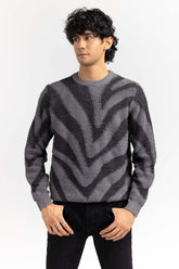 Multi Color Zebra Striped Crew Neck Sweater SWT-FFSCN22-235-2