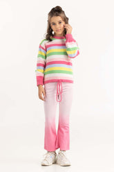 Junior Girl Multi Colored Striped Sweater 224-411-049